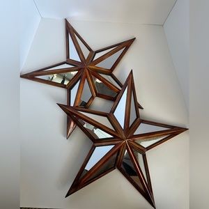 Bronze mirrored 5point star wall decor-2 count